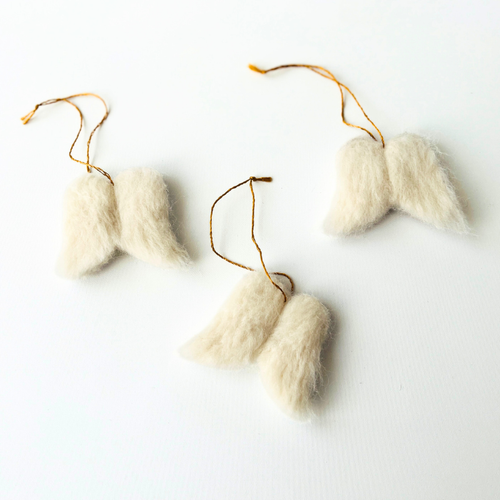 Angyalszárny tűnemezelt karácsonyfadísz, függődísz