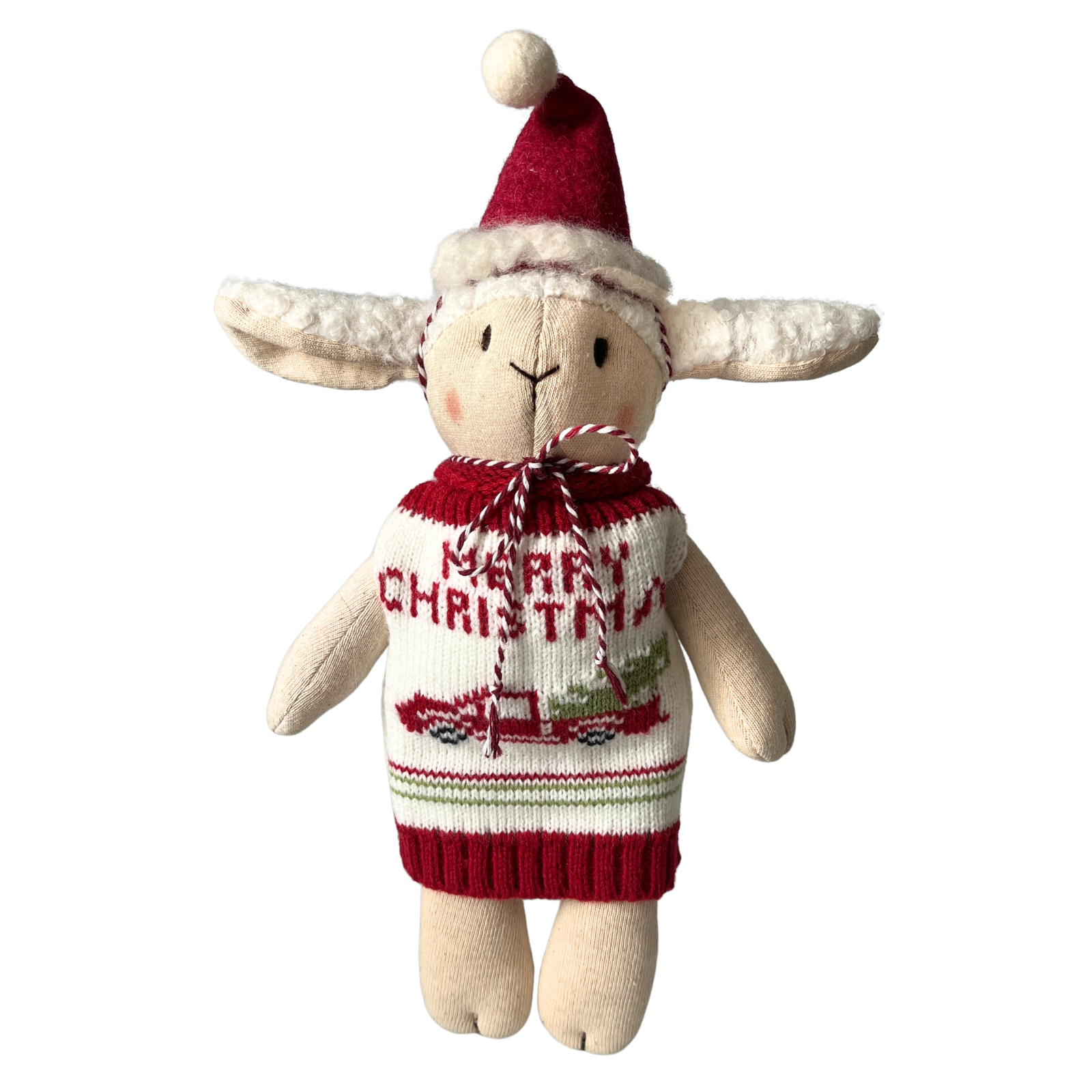 Bárány tesók karácsonyi mellényben és mikulás sapkában