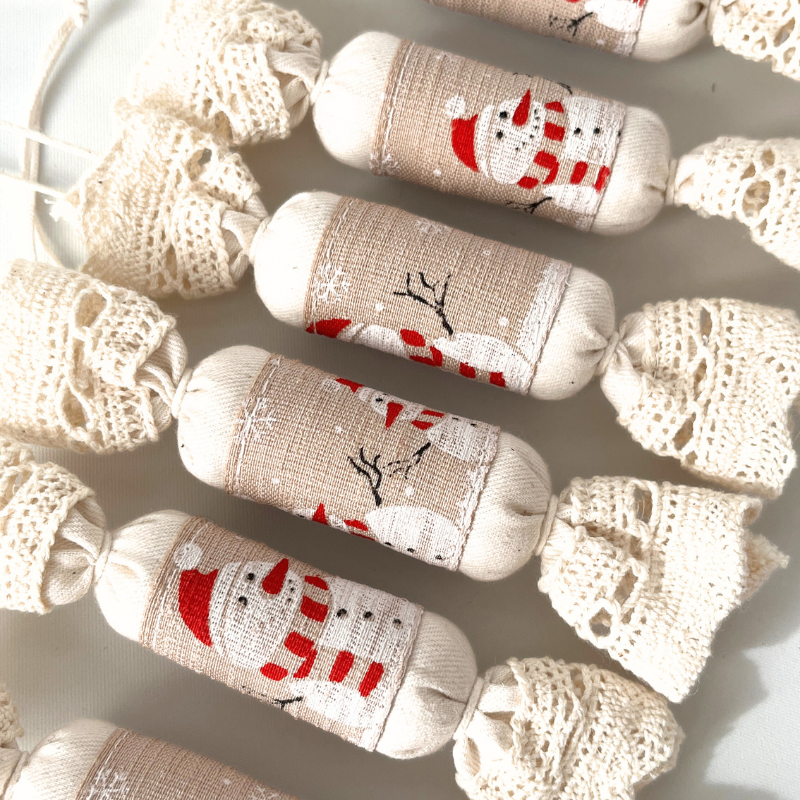 Hóember textil szaloncukor karácsonyfadísz