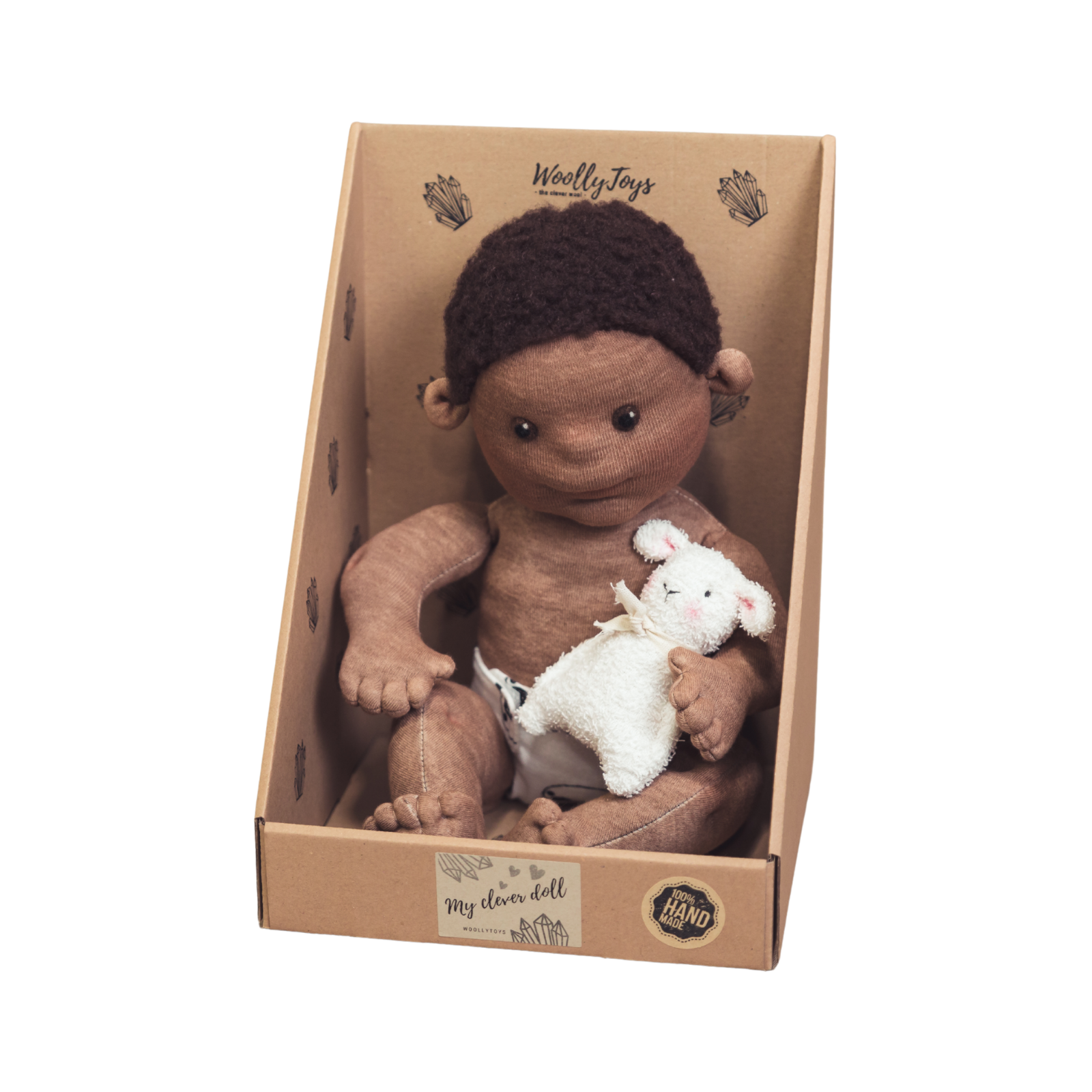 MAROKA - az öltöztethető csecsemő baba - tejeskávé bőr, barna haj & szem