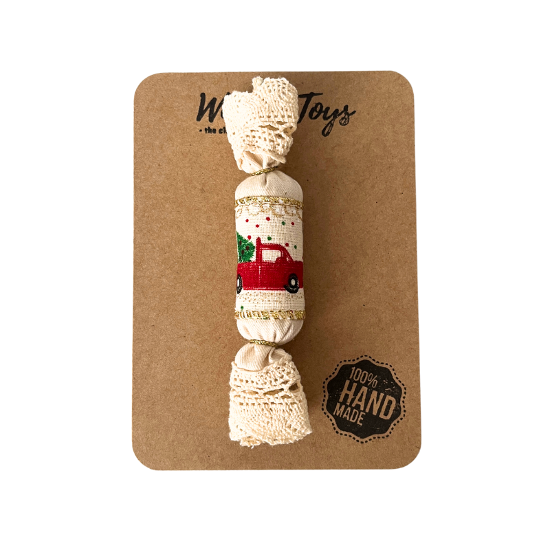 Autós textil szaloncukor karácsonyfadísz