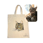 Egyedi kézzel festett cicaportré vászontáska